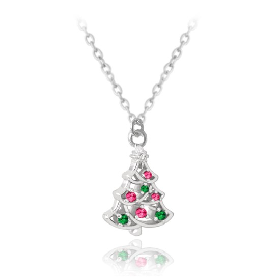 MINET Vánoční stříbrný 925/1000 náhrdelník CHRISTMAS TREE JMAS8044SN42