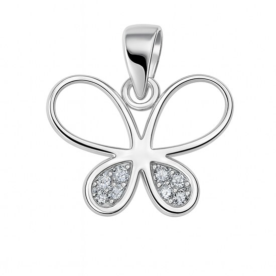 Zlatý 585/1000 přívěsek z bílého zlata motýl 3960