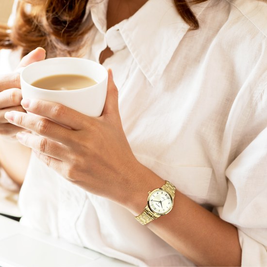 LAVVU Dámské hodinky LINSELL gold se safírovým sklem