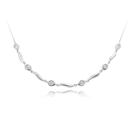 MINET Elegantní stříbrný náhrdelník s bílými zirkony