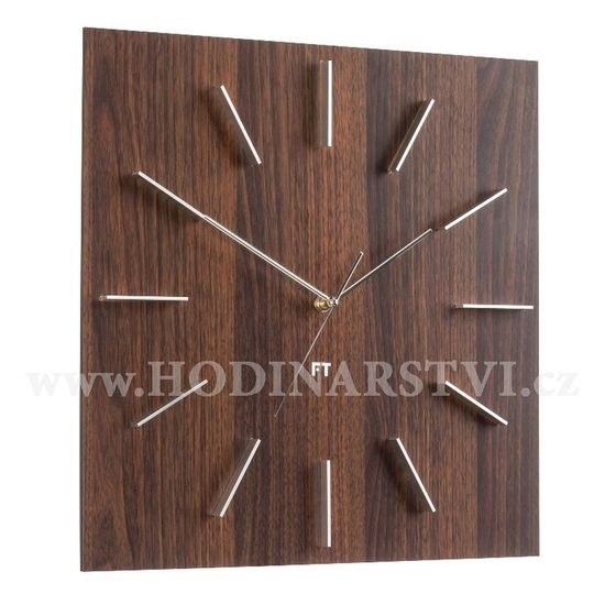 Designové nástěnné hodiny Future Time FT1010WE Square dark natural brown 40cm