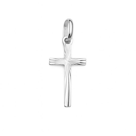 Zlatý 585/1000 přívěsek z bílého zlata křížek 3794