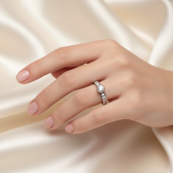 Zlatý prsten z bílého zlata se zirkony