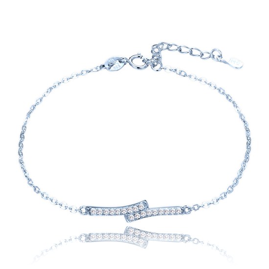 MINET Luxusní stříbrný náramek s bílými zirkony