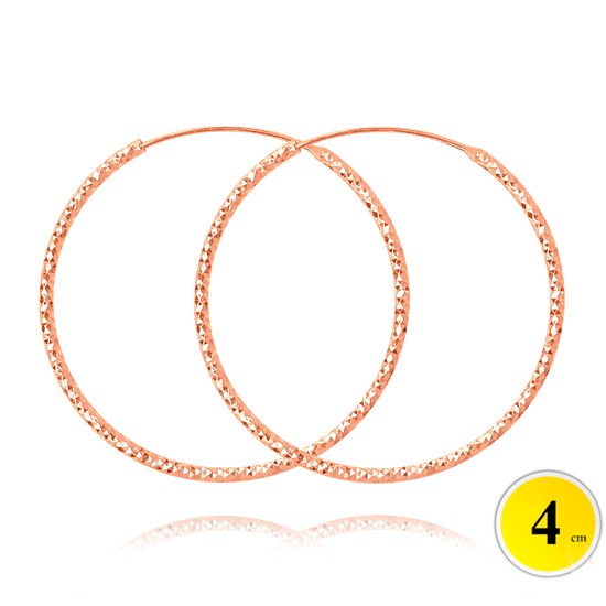 MINET Rose gold broušené stříbrné náušnice KRUHY 4 cm