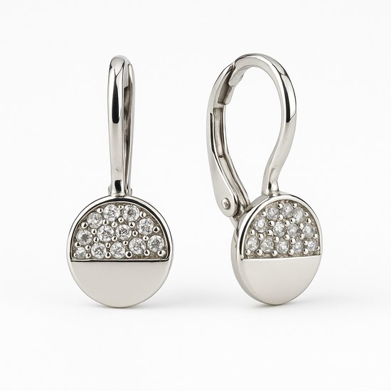 Zlaté náušnice z bílého zlata se zirkony klapkové