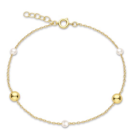 MINET Zlatý náramek s kuličkami a perlami Au 585/1000 1,80g
