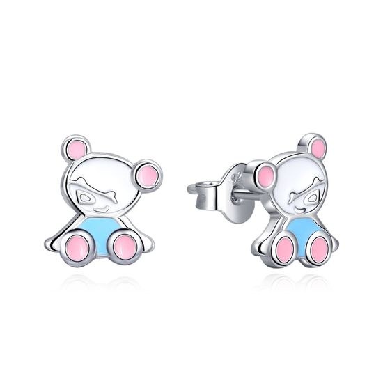 MOISS dětské stříbrné náušnice SMALT MEDVĚD