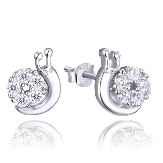 MINET Stříbrné náušnice ŠNECI se zirkony