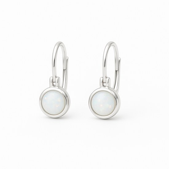 Zlaté 585/1000 náušnice z bílého zlata opál brizura 6032 SO