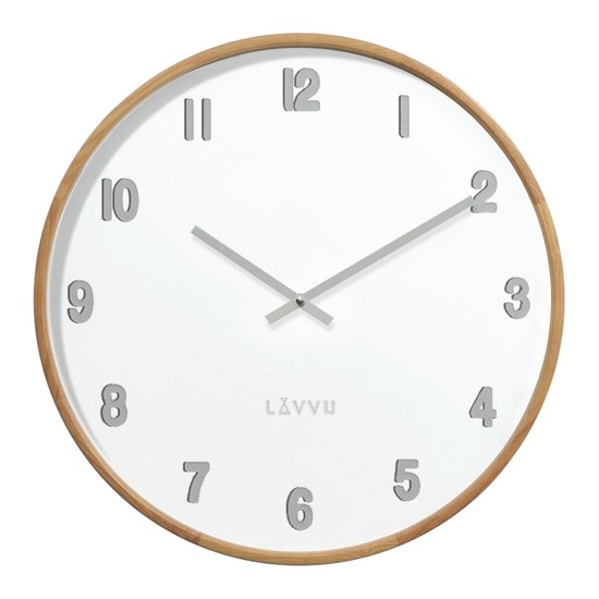 Světlé dřevěné bílé hodiny LAVVU FADE LCT4060
