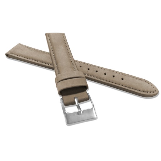 Světle hnědý prošitý kožený řemínek MINET z jemného nubuku MSNUC20