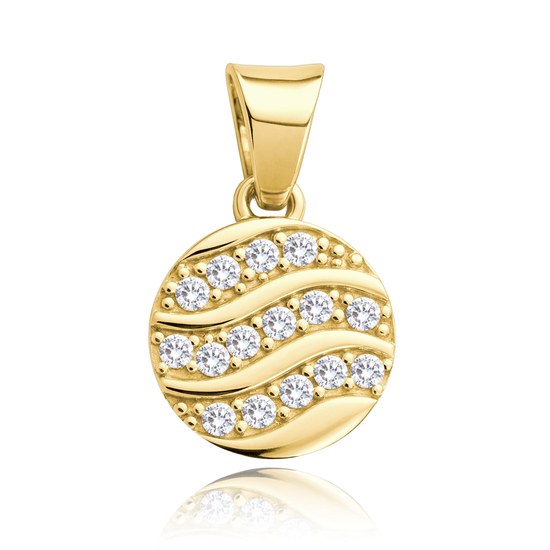 MINET Elegantní přívěsek ze zlata kolečko s bílými zirkony Au 585/1000