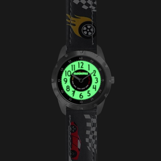 CLOCKODILE Svítící šedé chlapecké hodinky ZÁVODNÍ AUTA