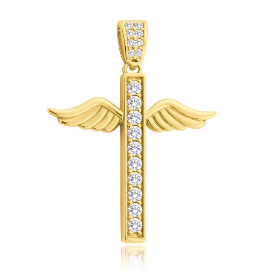 MINET Zlatý přívěsek anděl s bílým zirkonem Au 585/1000 2,90g