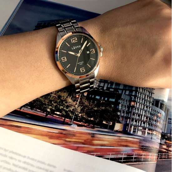 LAVVU Pánské hodinky se safírovým sklem HERNING Rose Gold LWM0096