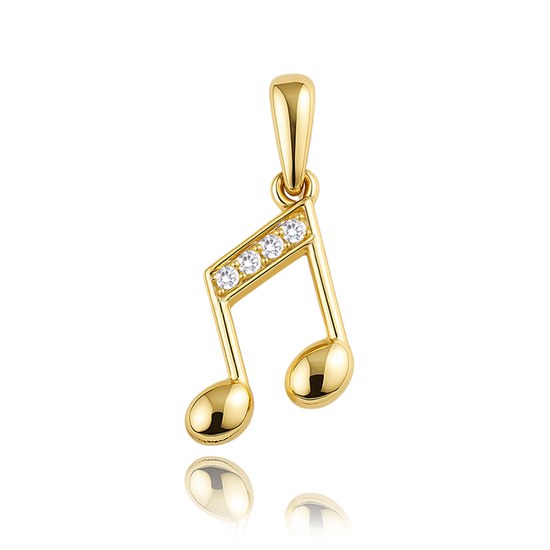 MINET Zlatý přívěs nota s bílými zirkony Au 585/1000 0,45g