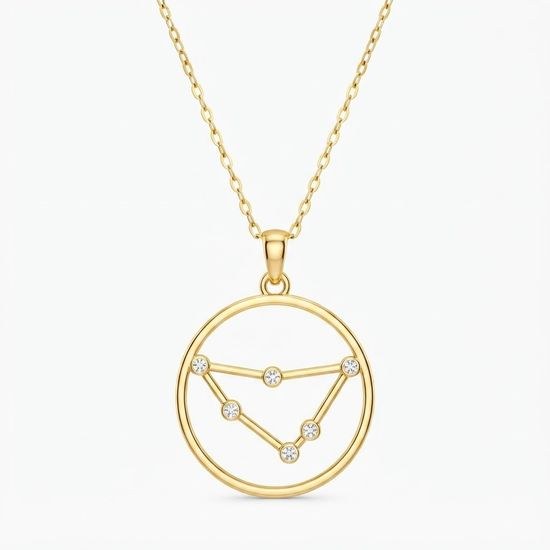 MINET Stříbrný rosegold náhrdelník Stars zvěrokruh KOZOROH Czech Crystal