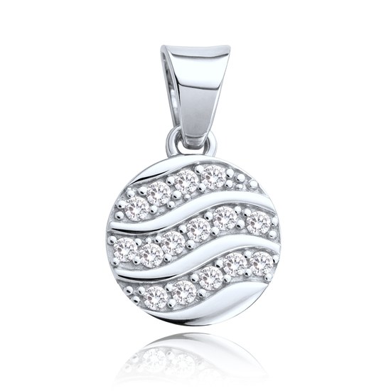 MINET Přívěsek z bílého zlata kolečko s bílým zirkonem Au 585/1000 1,10g