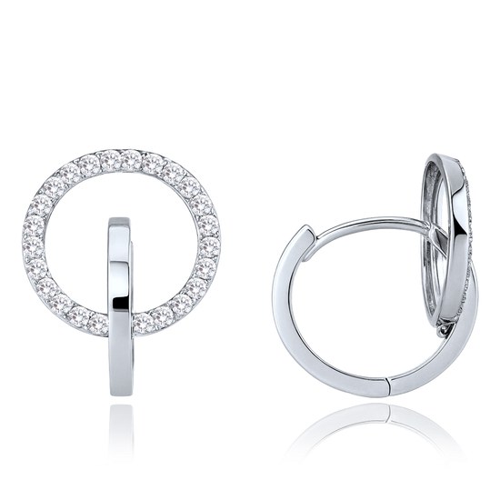 MINET Náušnice z bílého zlata kroužky s bílými zirkony Au 585/1000 2,35g