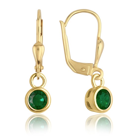 MINET Elegantní zlaté náušnice se zelenými zirkony Au 585/1000 1,75g