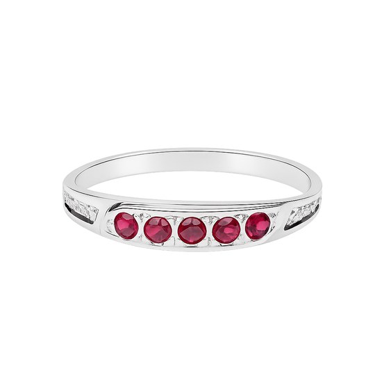 Stříbrný prsten červené kameny