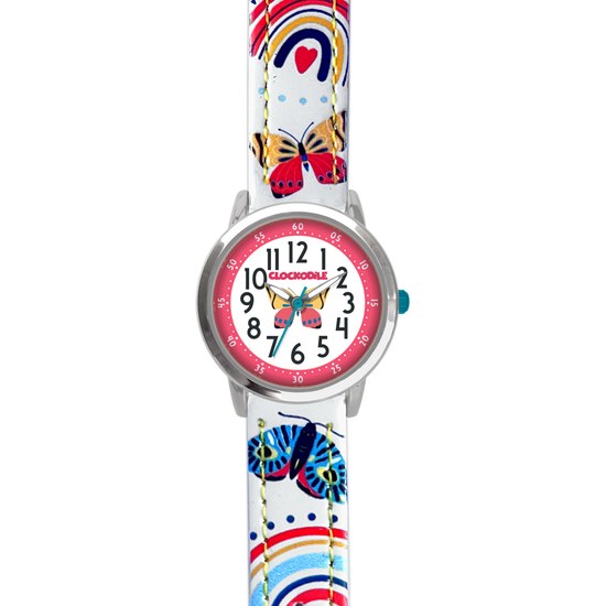 CLOCKODILE Bílé dívčí dětské hodinky MOTÝL
