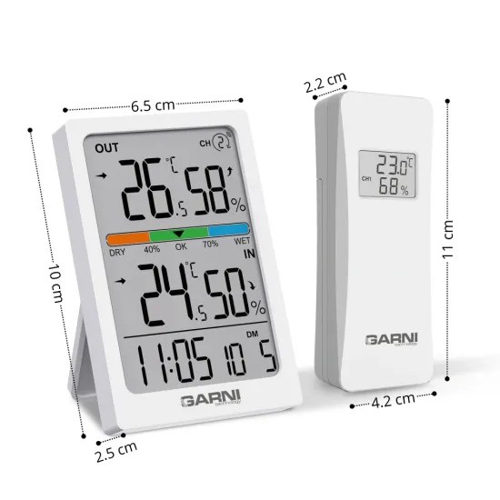 Bezdrátový digitální teploměr s vlhkoměrem GARNI 155TH