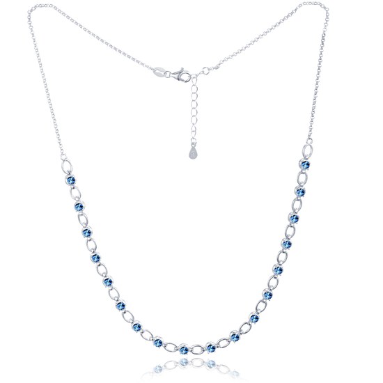 MINET Elegantní stříbrný náhrdelník s modrými zirkony