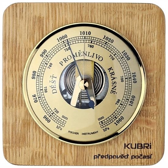 KUBRi 0212 - barometr s vynikající citlivostí v dubovém rámu