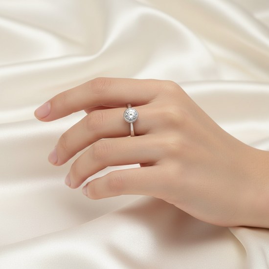 Zlatý 585/1000 prsten z bílého zlata se zirkonem 1841