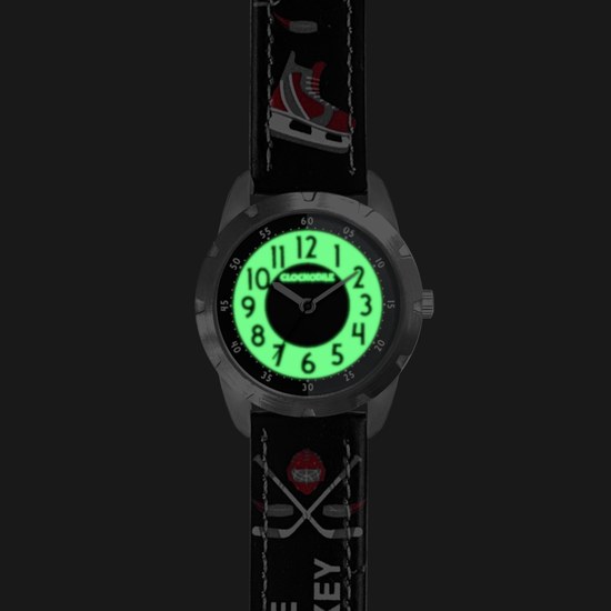 CLOCKODILE Svítící černé chlapecké hodinky HOKEJ