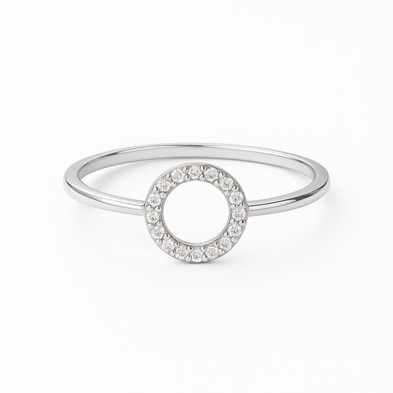 Zlatý prsten z bílého zlata se zirkony