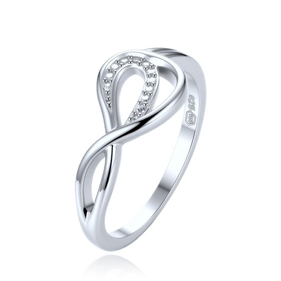 MINET Elegantní stříbrný 925/1000 prsten s bílým zirkonem JMAS0351SR