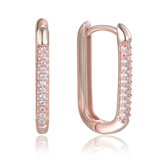 MINET Rosegold stříbrné náušnice se zirkony v italském stylu