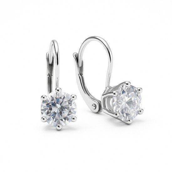 Zlaté náušnice z bílého zlata se zirkony klapkové