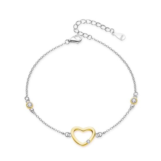 MOISS stříbrný náramek BICOLOR GOLD SRDCE