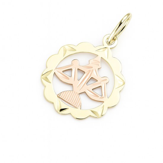 Zlatý přívěsek ze žlutého a červeného zlata zvěrokruh Váhy