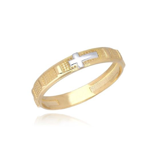 MOISS prsten ze žlutého zlata KŘÍŽEK BICOLOR