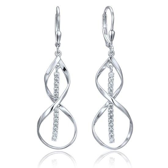 MINET Moderní stříbrné náušnice s bílými zirkony