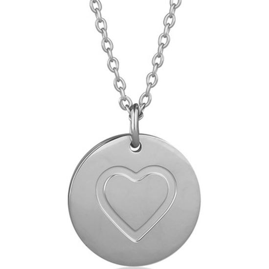 Řetízek s přívěskem JVD s osobním gravírováním do srdíčka - nerez ocel