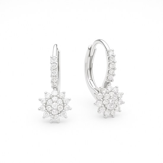 Zlaté náušnice z bílého zlata se zirkony klapkové