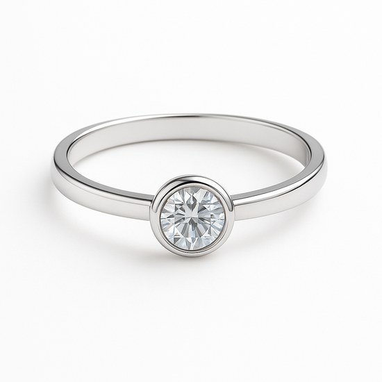 Zlatý prsten z bílého zlata se zirkonem