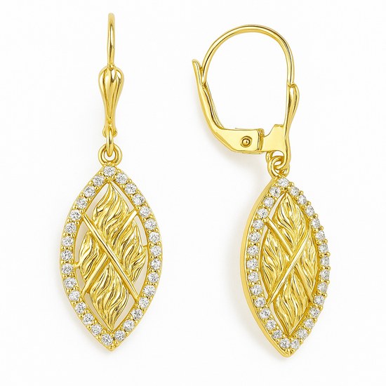 Zlaté visací náušnice se zirkony klapkové