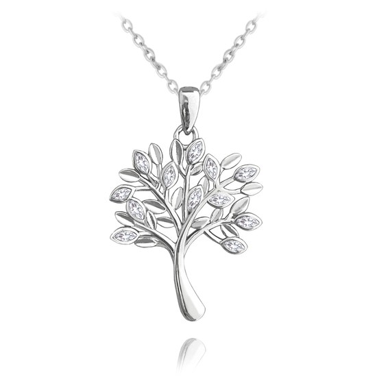 MINET Stříbrný náhrdelník STROM ŽIVOTA s bílými zirkony