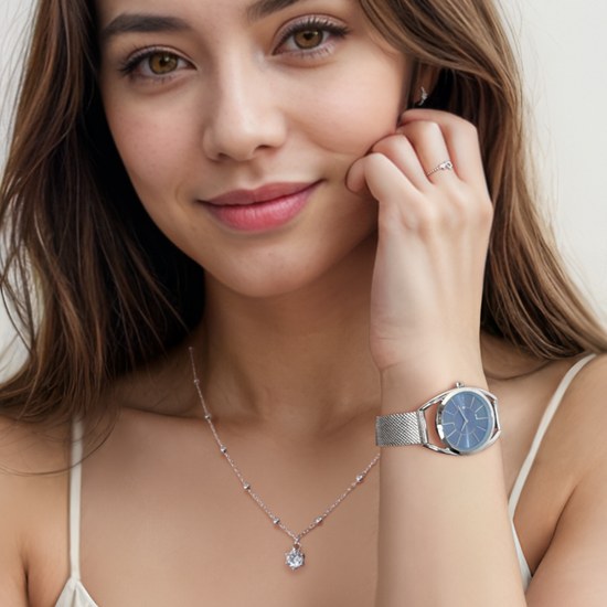 MINET Stříbrné dámské hodinky ICON BLUE MESH