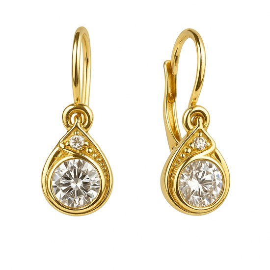 Zlaté 585/1000 dětské náušnice náušnice se zirkony