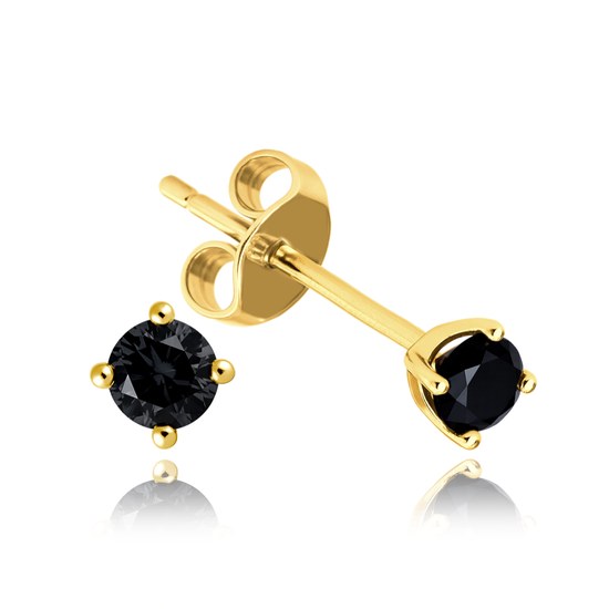 MINET Elegantní zlaté náušnice kuličky s onyxem Au 585/1000 0,65g