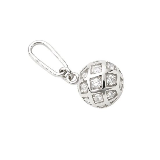 Zlatý 585/1000 přívěsek z bílého zlata se zirkony kulička 30284