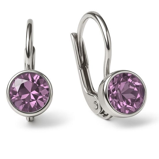 Stříbrné náušnice s fialovým zirkonem